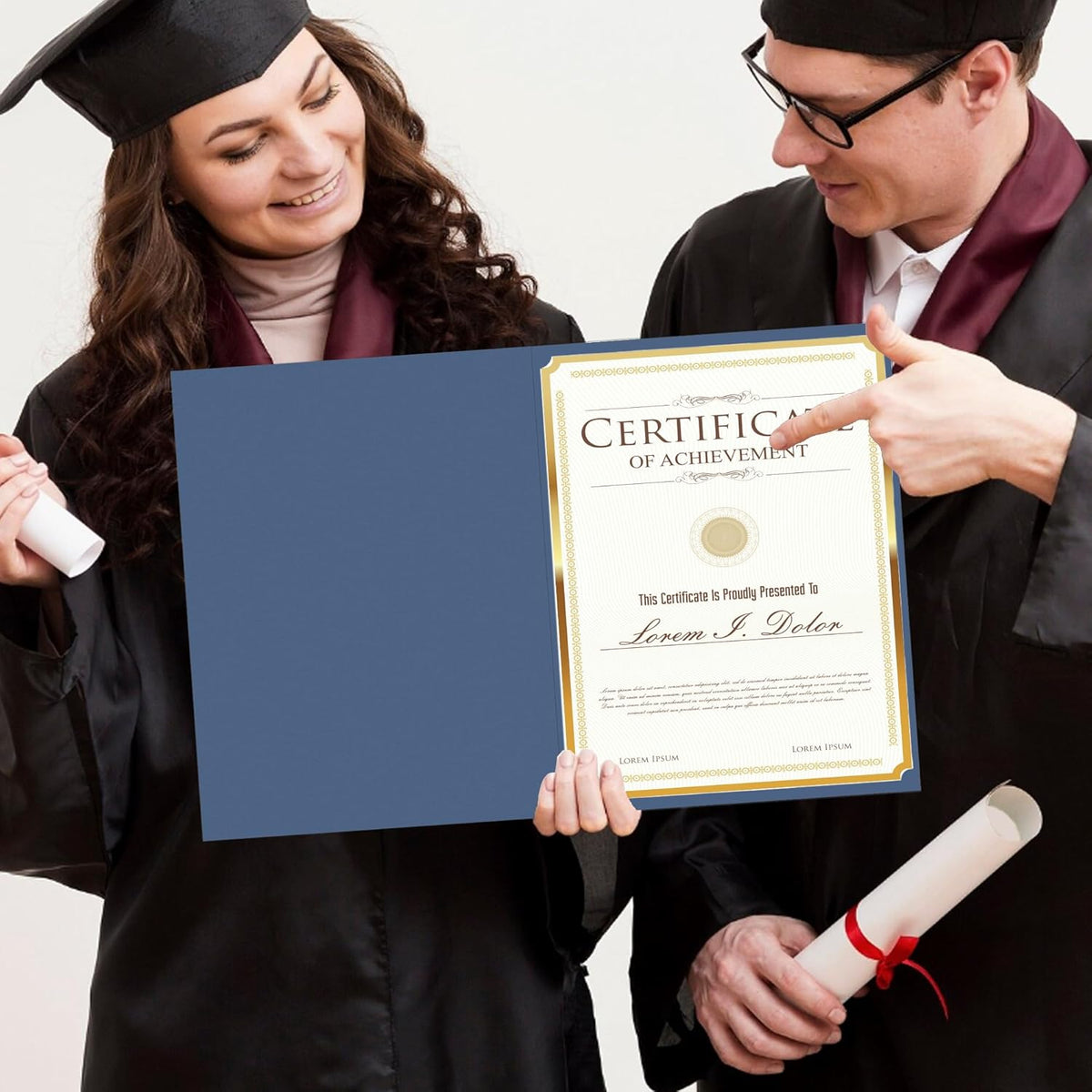 SUNEE Certificate Holders, 50 Packs Navy Blue Diploma Holders, Certificate Covers with Gold Foil Border for Letter Size 8.5 x 11 Certificate Paper, Cardstock, Award, Graduation, Documents