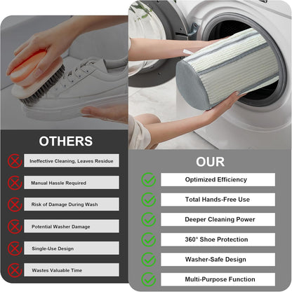 Shoe Washing Machine Bag, 2PCS Reusable Shoe Bag for Washing Machine, 360° Deep Cleaning Shoe Washing Bag for Sneakers, Laundry Shoe Bag for Washer & Dryer, Fits All Shoe Types (Off WHITE)