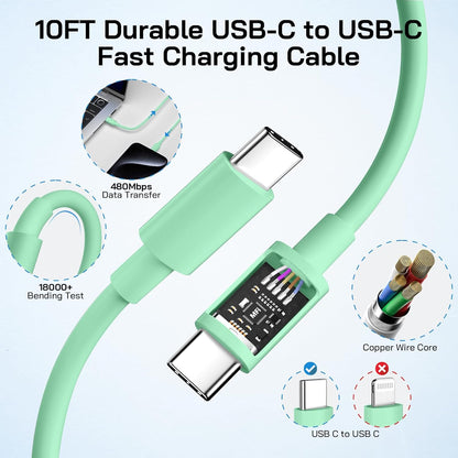 30W USB C i Phone 16 15 Charger Fast Charging, 2PACK Wall Charger for iPhone 16 15 Pro Max Charger Cord 10FT Fast Type C Charger Block for iPhone 16/16 Pro/15 Plus/15 Pro/15 Pro Max, iPad Pro, Green