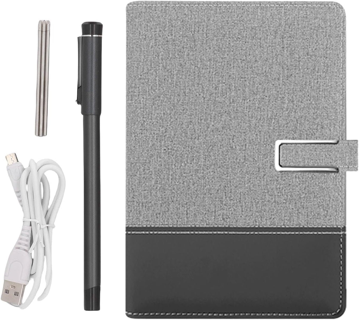 Yunseity 3 in1 Digital Smart Pen, Smartpen Notebook Set, Real Time Sync for Digitizing, Bluetooth 5.0 Paper Smart Writing Set, Convert to Text, OCR Technology, for iOS for Android (Grey Black