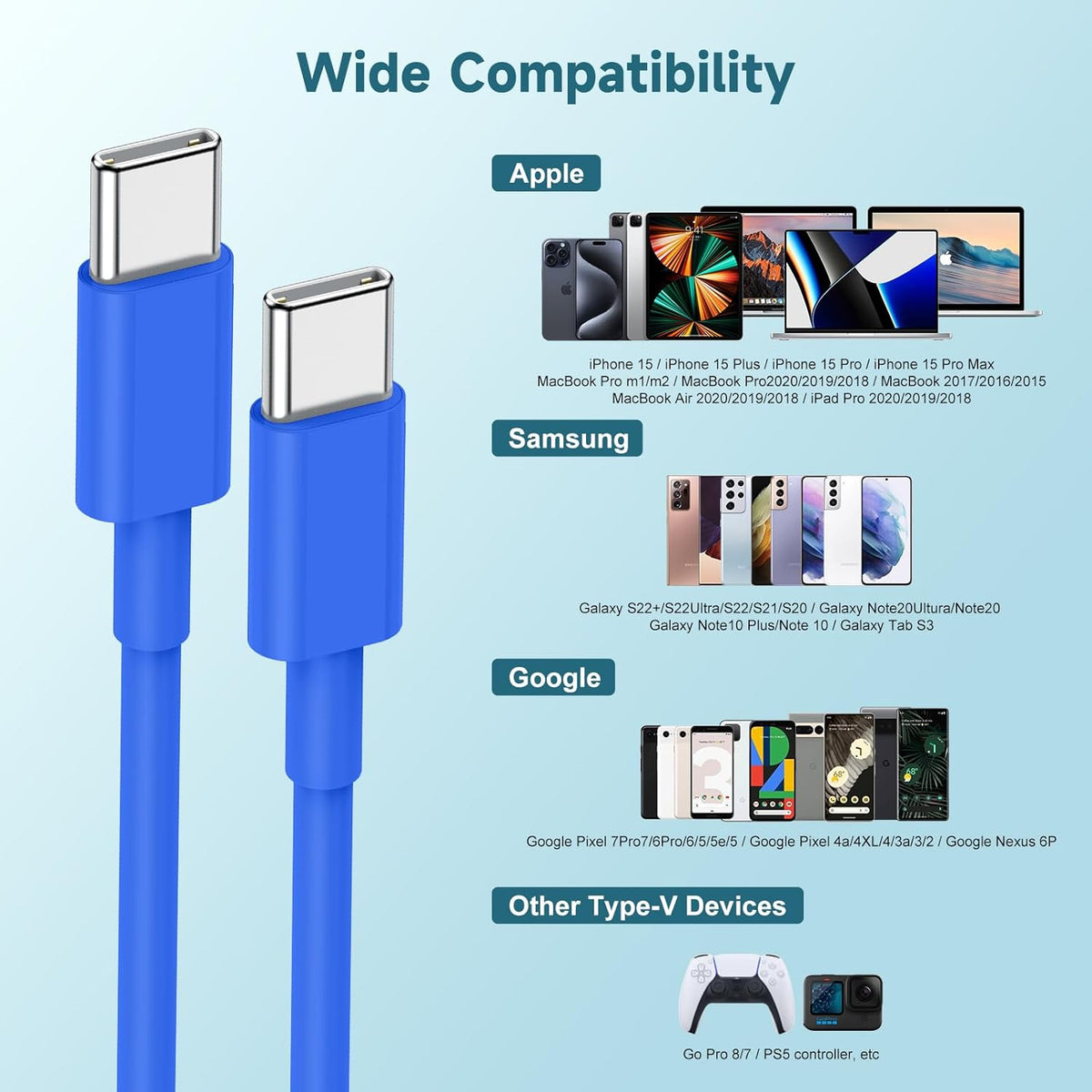 60W USB C to USB C Cable [3Pack] iPhone 15 Fast Charging Cable,3ft Long USB-C to USBC Power Cord for iPhone 15/15 Pro/15 Plus/15 Pro Max,MacBook Pro Air/IPad Air 4/5/iPad Pro 12.9/11(Black)