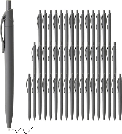 deegtran Pens Bulk, 50 Pack No Bleed Grey Barrel Black Ink Click Pens, Wholesale Retractable Ballpoint Pens, Pen Medium Point, Smooth black Ink Pen, 1.0MM