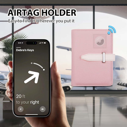 Passport Holder with Airtag for Women/Men,Airtag Passport Wallet for Travel,Cute Passport Holder Rfid Blocking,Travel Wallet for Cards Passport Cover Case