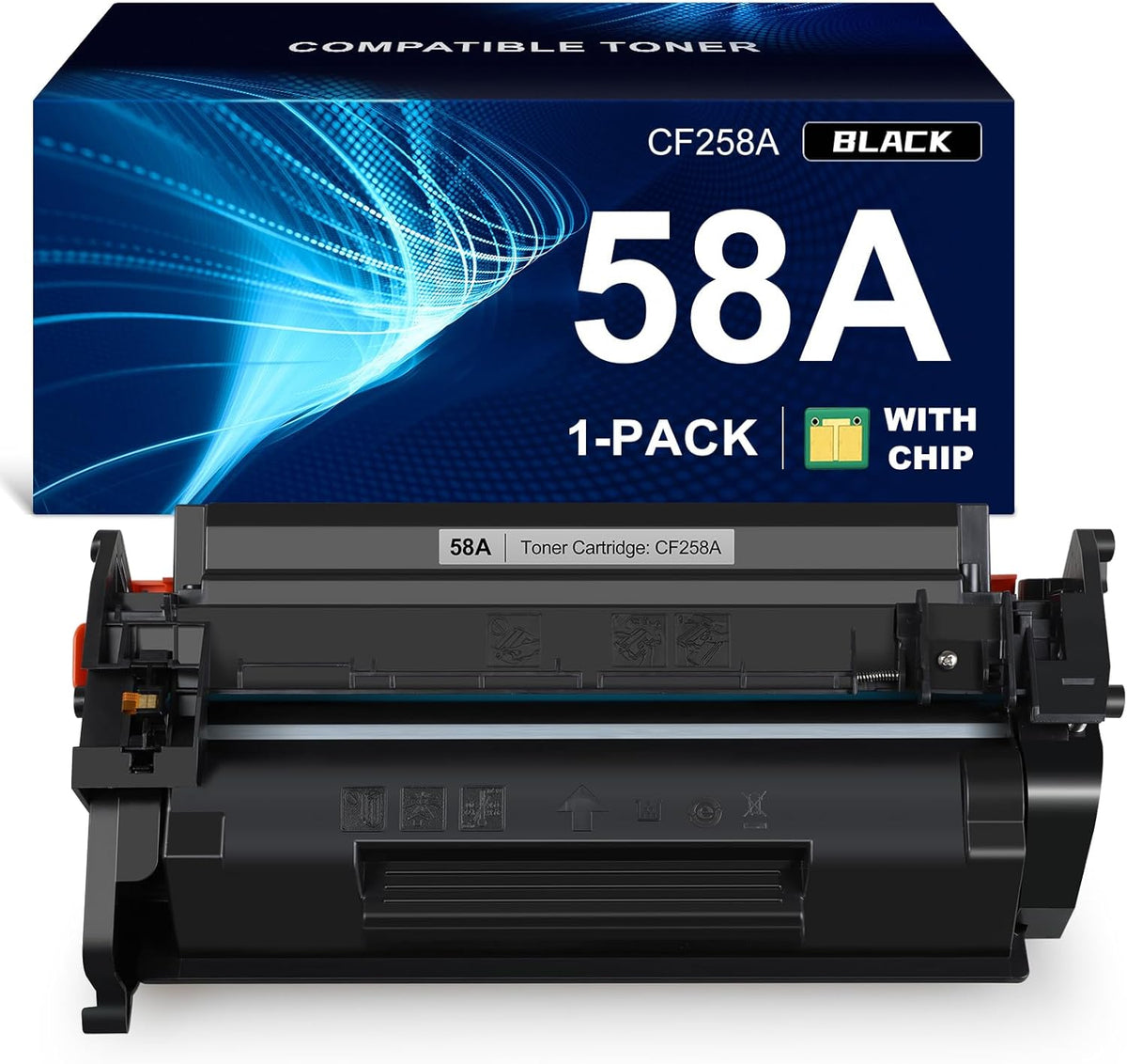 58A CF258A Toner Cartridge (with chip) Compatible Replacement for HP 58A CF258A 58X CF258X Laserjet MFP M428fdw M428dw M428fdn Pro M404n M404dn M404dw M404 M428 Toner Laser Jet Printer (Black 1-Pack)