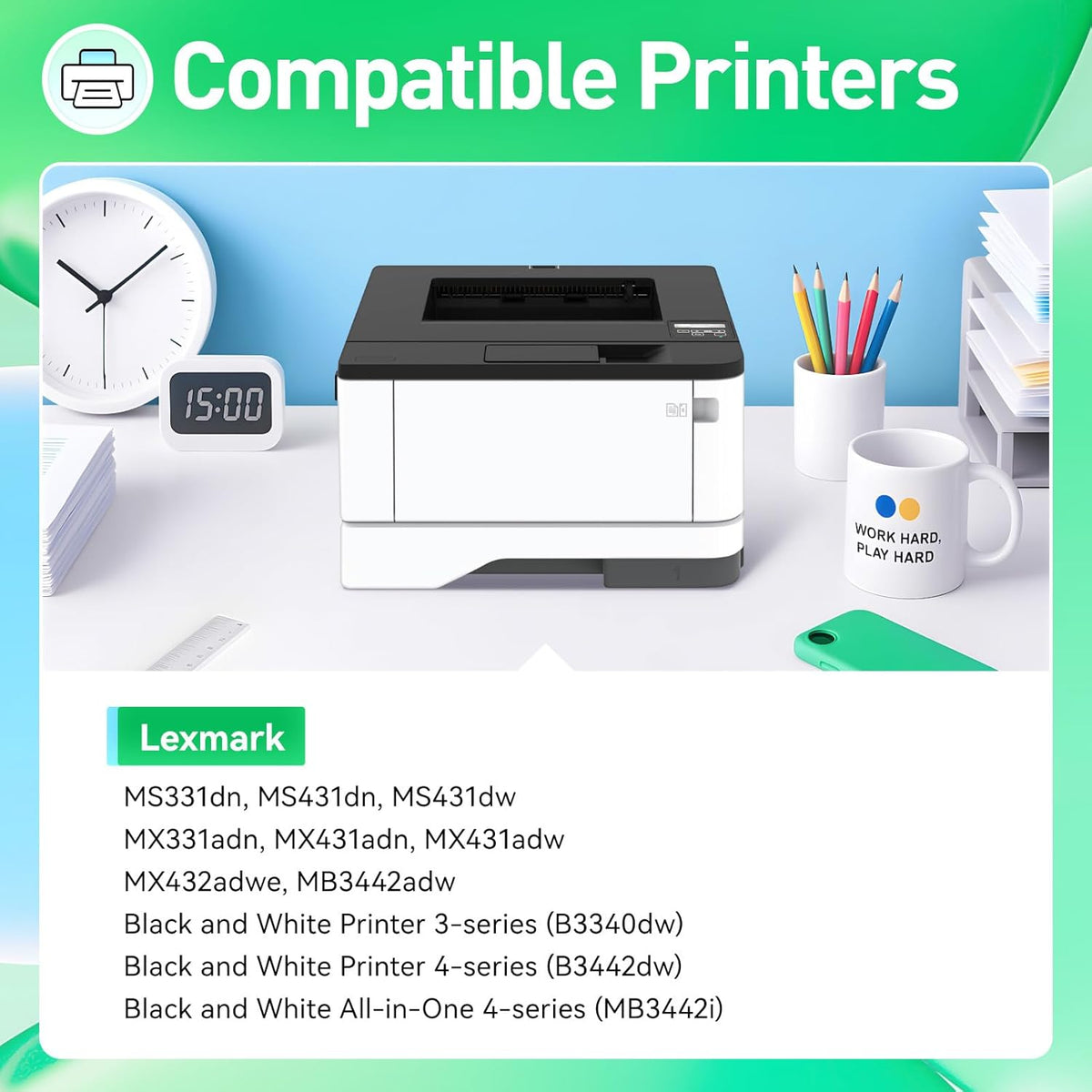 55B0ZA0 Imaging Unit (Not Toner) Replacement for 55B0ZA0 Drum Unit Compatible with Lexmark MS331dn MS431dn MS431dw MX331adn MX431adn MX431adw MX432adwe MB3442adw B3340dw B3442dw MB3442i Laser Printer