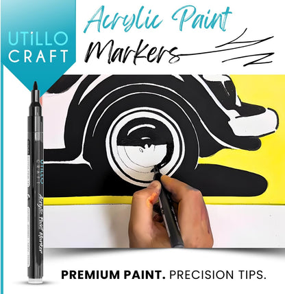 White+Black Paint Pen (8-Pack) Extra Fine Tip Made in Japan | Bold Color+100% Coverage | For Rock, Wood, Glass, Paper, Fabric, Canvas, Metal and More! | 0.7mm Paint Pens | Acrylic Paint Pens