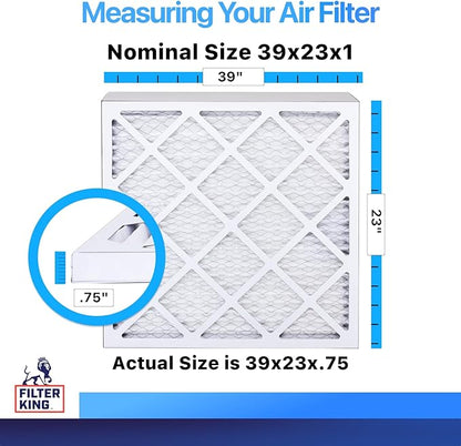 Filter King 39x23x1 Air Filter | 4-PACK | MERV 8 HVAC Pleated A/C Furnace Filters | MADE IN USA | Actual Size: 39 x 23 x .75"