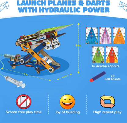 Smartivity DIY 2in1 Hydraulic Paper Airplanes & Darts Launcher STEM Toy for Kids Ages 6-12