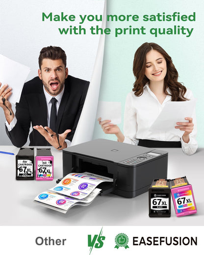 67XL Ink Cartridges Black Color Combo Pack Replacement for HP Ink 67 HP67XL 67 XL Compatible with DeskJet 2755e 2700 2700e 4155e 4100 Envy 6000 6055e 6455e Printer