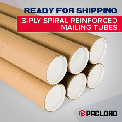 3" x 18" Heavy-Duty Reinforced Cardboard Mailing Tube, Pack of 4 Tubes with 8 Caps – Secure USPS Approved – Great for Shipping and Storing of Prints, Artwork, Posters or Documents
