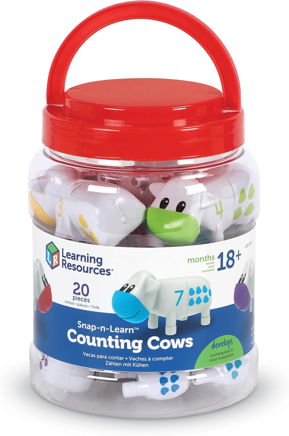 Learning Resources Snap-n-Learn Counting Cows Farm Toy Set for Toddlers, Preschoolers and Pre K Activities