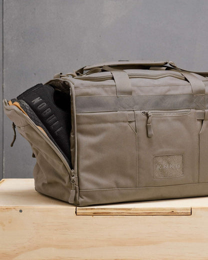 KNKG CORE Duffel Medium 35L - Gym Bag with Lifting Belt Attachment - Durable 500D Nylon, YKK Zippers - Natty