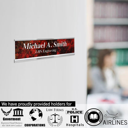 Engraved Door Signs for Office Personalized Orange Plastic Door Plaque Black Letters - Made in USA 2x6 B11