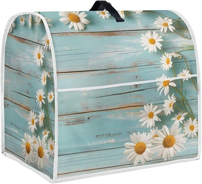 Daisy Stand Mixer Cover Teal Wood Kitchen Appliance Cover for 6-8 Quart Mixers Washable Food Processor Protective Covers Kitchen Mixers Accessories