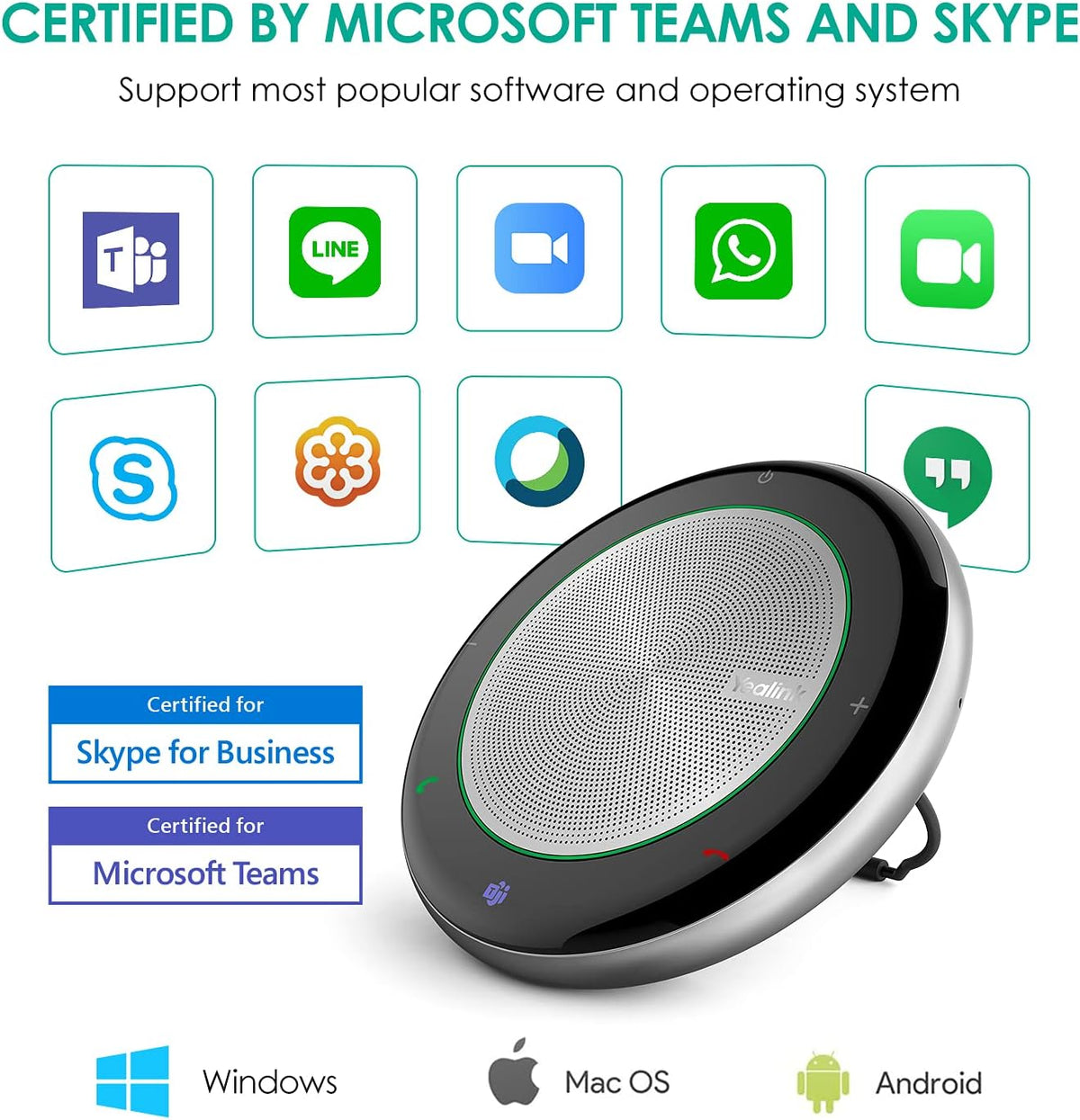 Yealink Teams Certified Speakerphone Wireless Bluetooth Speaker with Full Duplex Microphone for Conference Meeting CP700 Noise Reduction Home Office 360° Voice Pickup