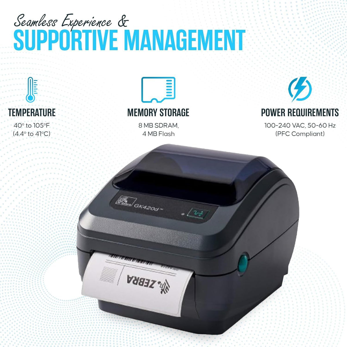 GK420D Zebra Direct Thermal Label & Barcode Printer - Parallel/USB Connectivity- 1 Year Warranty - Comes with 24V, 4x6 Label Roll, USB 2.0 Cable & Microfiber Cleaning Cloth