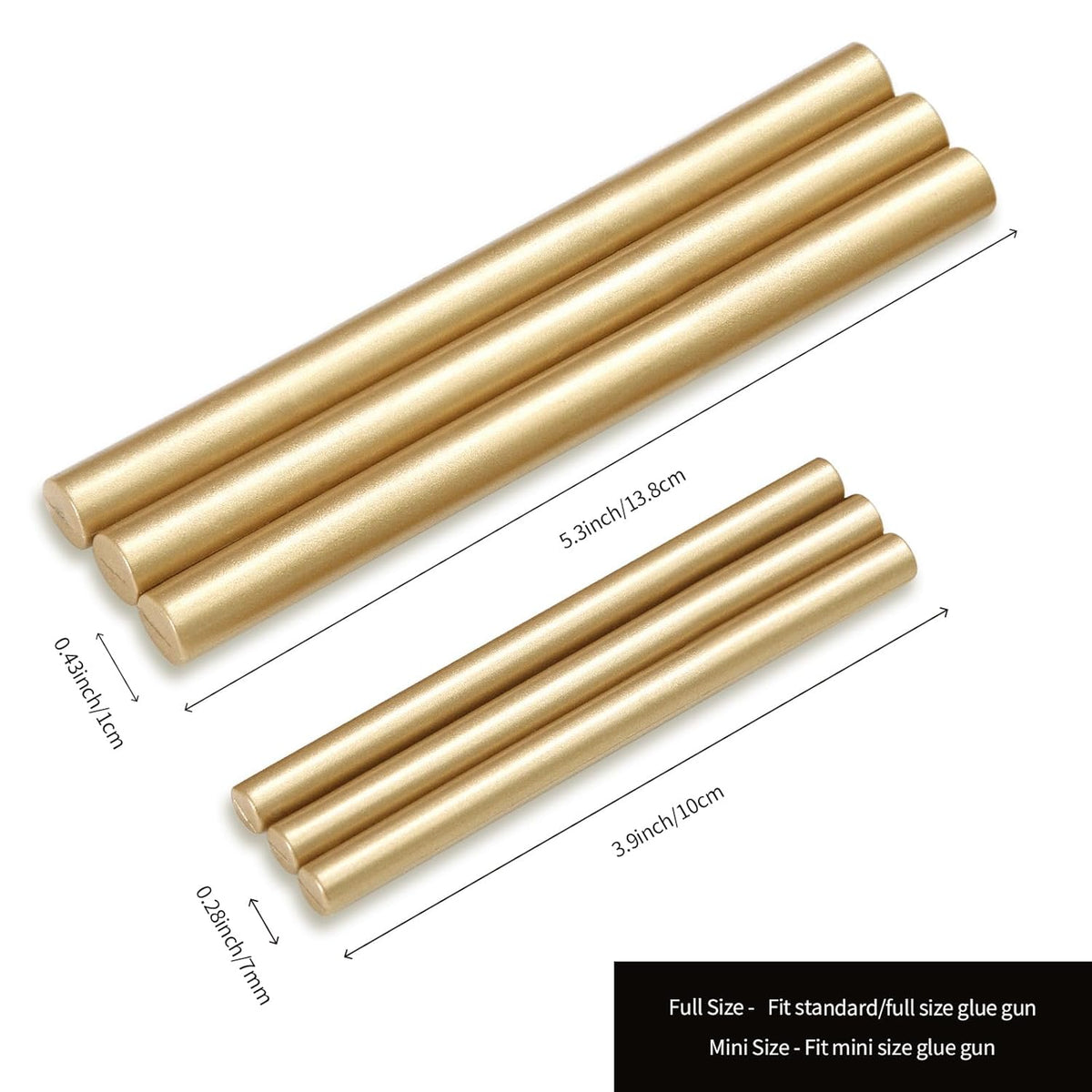 UNIQOOO Mini Glue Gun Sealing Wax Sticks for Wax Seal Stamp - Metallic Gold Prosecco, Great for Wedding Invitations, Christmas Cards, Snail Mails, Wine Packages, Christmas Gift Ideas, Pack of 16