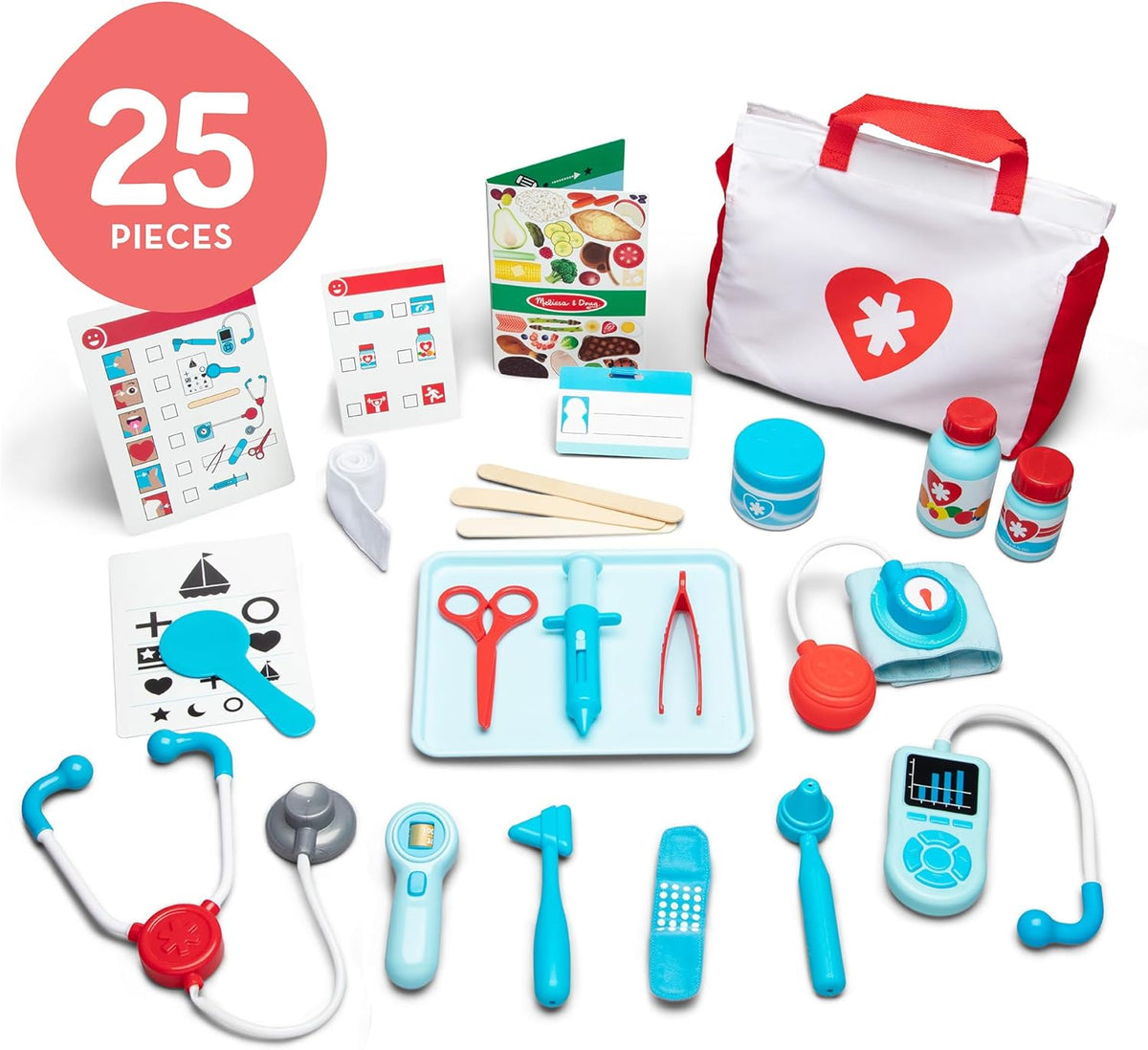 Melissa & Doug 25-Piece Toddler Doctor Play Set for imaginative medical play with preschool toys for girls and boys ages 3+