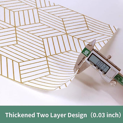 Shelf Liners for Kitchen Cabinets 23.6 in x 30 FT, Non Adhesive Cabinet Liner Strong Non-Slip Thickened Gold Geometric Drawer Liner, Easy to Clean for Shelf