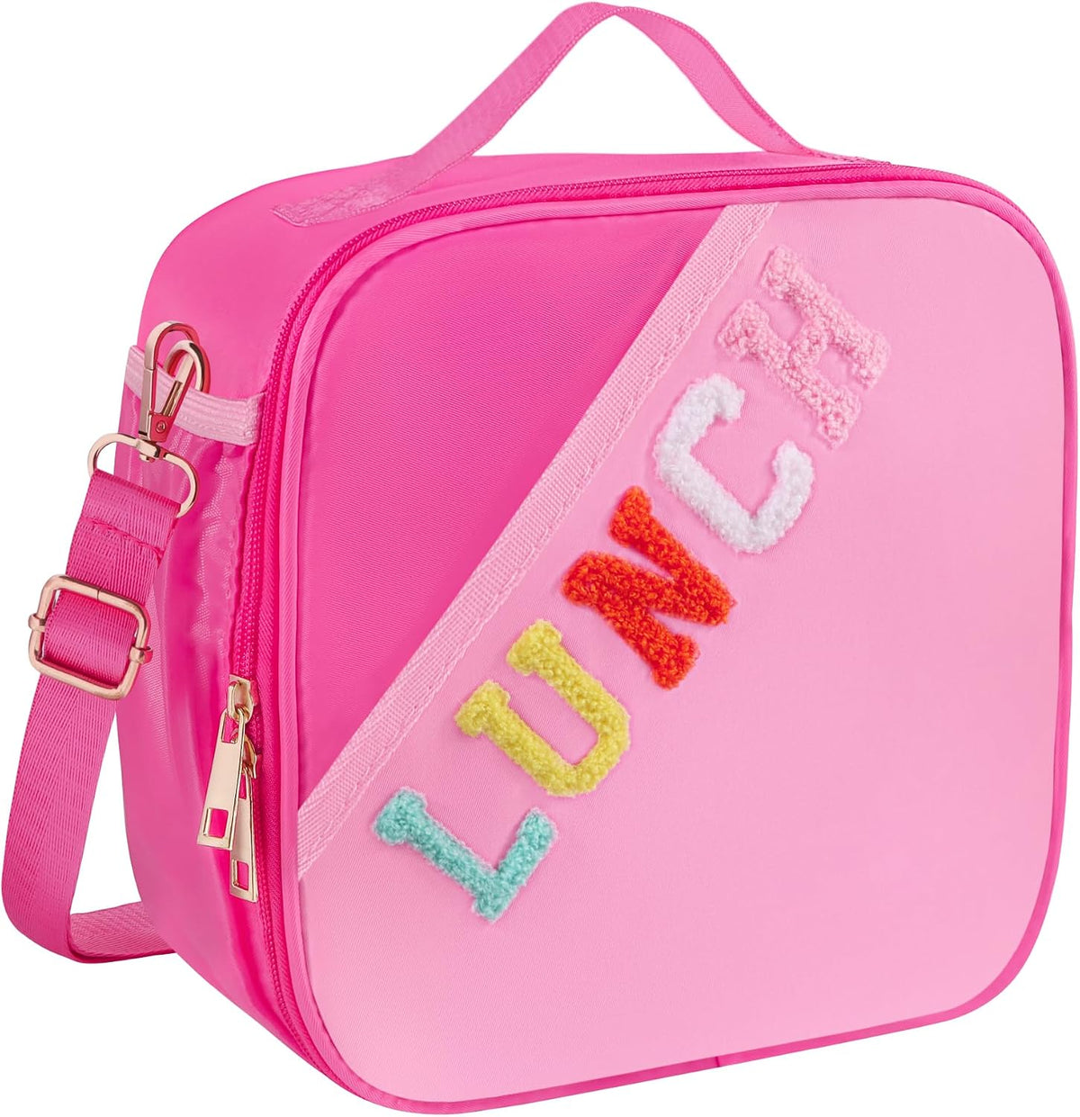 Nsrzua Lunch Bag Kids-Kids Insulated Lunch Bag with Adjustable Strap - Reusable Leakproof Lunch Box for Girls, Preppy School Lunch Tote for Travel, Picnic,School & Winter Camp