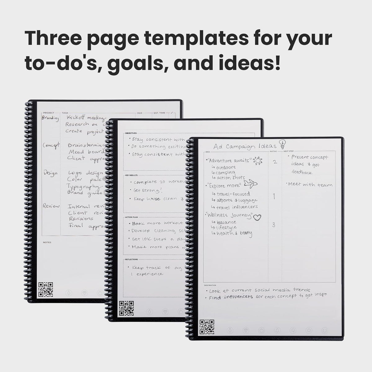 Rocketbook Fusion Reusable Undated Productivity Planner, Letter Size 8.5x11, Pink - Goals, Monthly and Weekly Calendar, Daily To-do List, Lined and Dotted Notes Pages