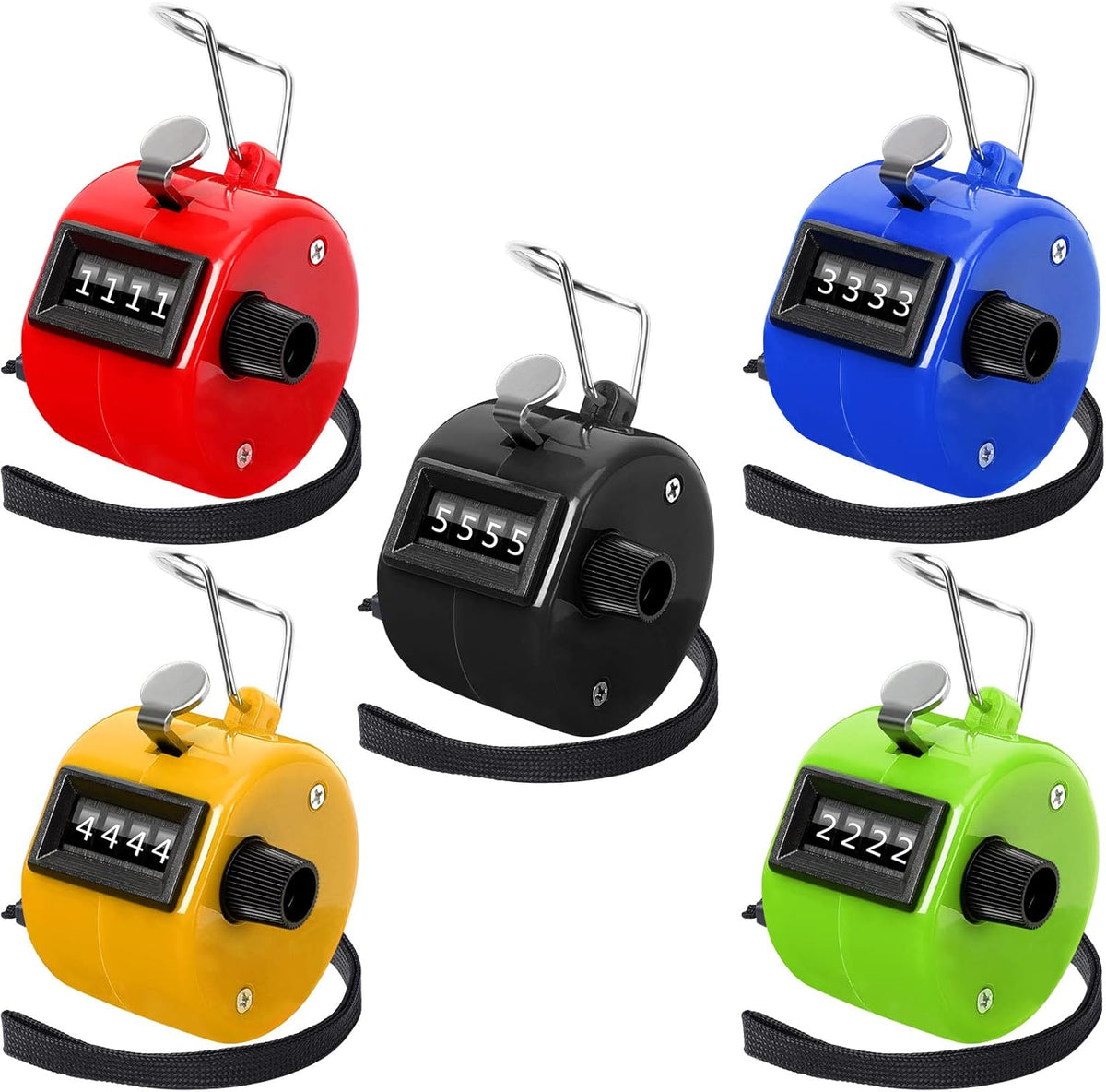 Handheld Mechanical Counter Clicker, 5 Pcs 4-Digital Number Tally Click Counter for School Event Golf Sports Office Stadium