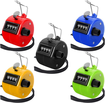 Handheld Mechanical Counter Clicker, 5 Pcs 4-Digital Number Tally Click Counter for School Event Golf Sports Office Stadium