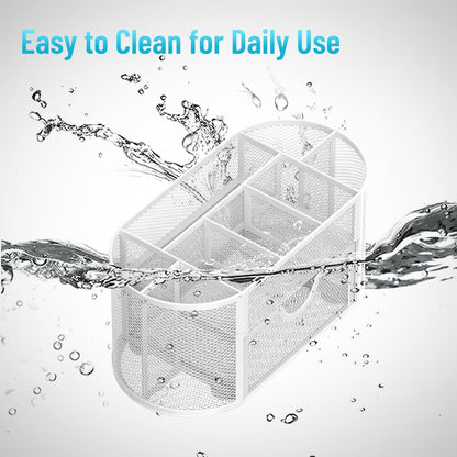SUPEASY Mesh Desk Organizer, Desk Accessories & Workspace Organizers with Drawers, Pencil Holder for Desk with 9 Compartments for Office Suppliess, 8.6 x 4.3 x 4.1 Inch, White