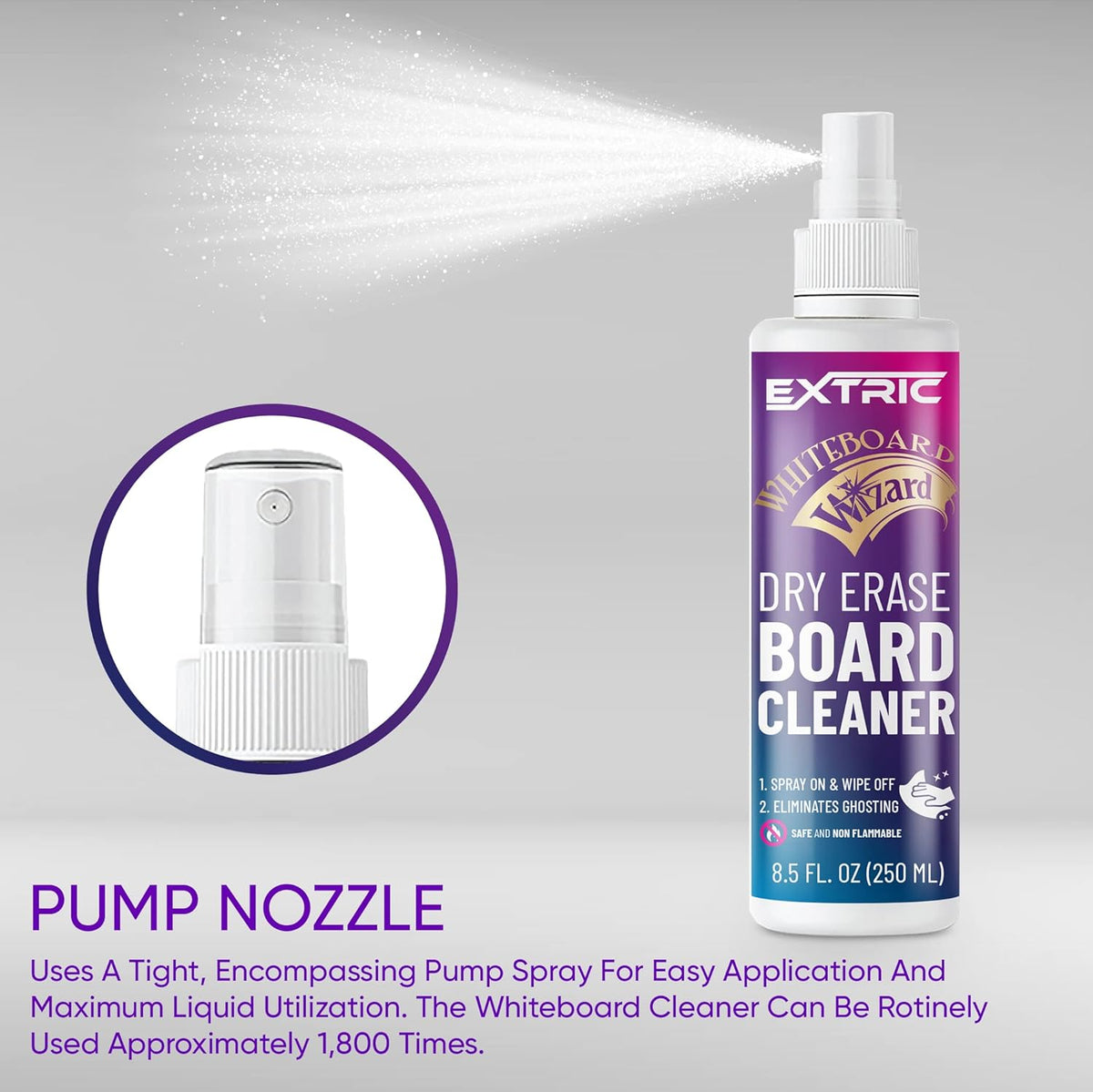 Whiteboard Cleaner 8.5 Ounces White Board Cleaning Spray, Dry Erase Board Cleaner and a Microfiber Cleaning Cloth (1) Non-Toxic Dry Erase Cleaner Spray
