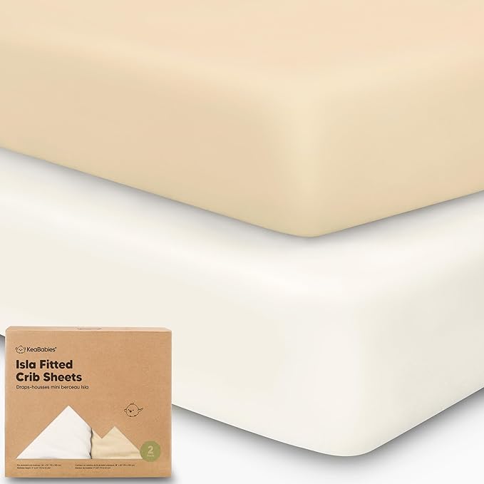 KeaBabies 2-Pack Baby Crib Sheets for Boys, Girls - 52x28 Viscose Derived from Bamboo Toddler Bed Sheets Neutral, Fitted Crib Mattress Cover for Standard Baby Bedding, Soft & Cozy (Khaki)