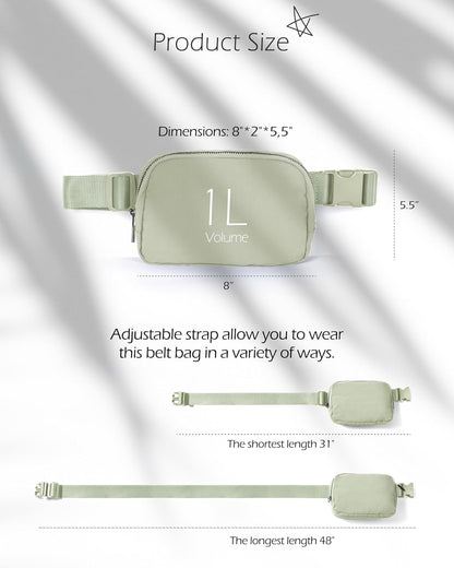ODODOS Unisex Mini Belt Bag with Adjustable Strap Small Fanny Pack for Workout Running Traveling Hiking, Desert Sage