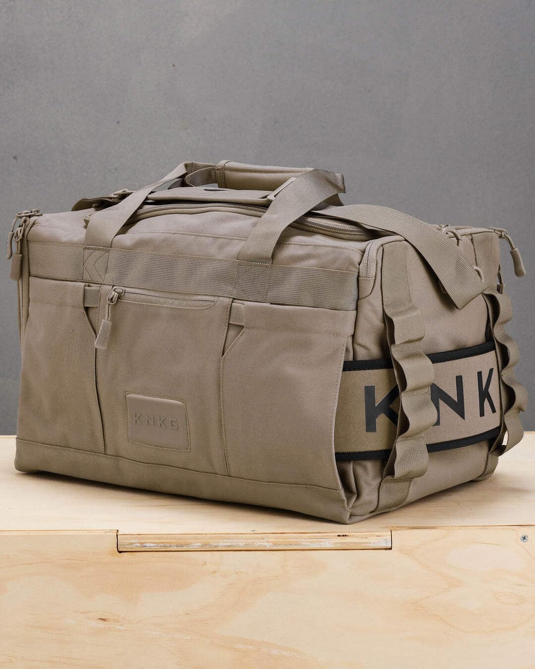 KNKG CORE Duffel Medium 35L - Gym Bag with Lifting Belt Attachment - Durable 500D Nylon, YKK Zippers - Natty