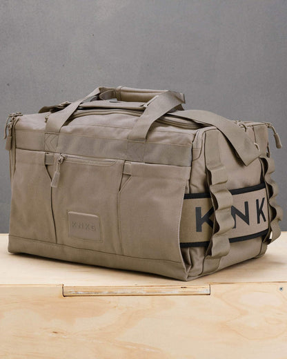 KNKG CORE Duffel Medium 35L - Gym Bag with Lifting Belt Attachment - Durable 500D Nylon, YKK Zippers - Natty