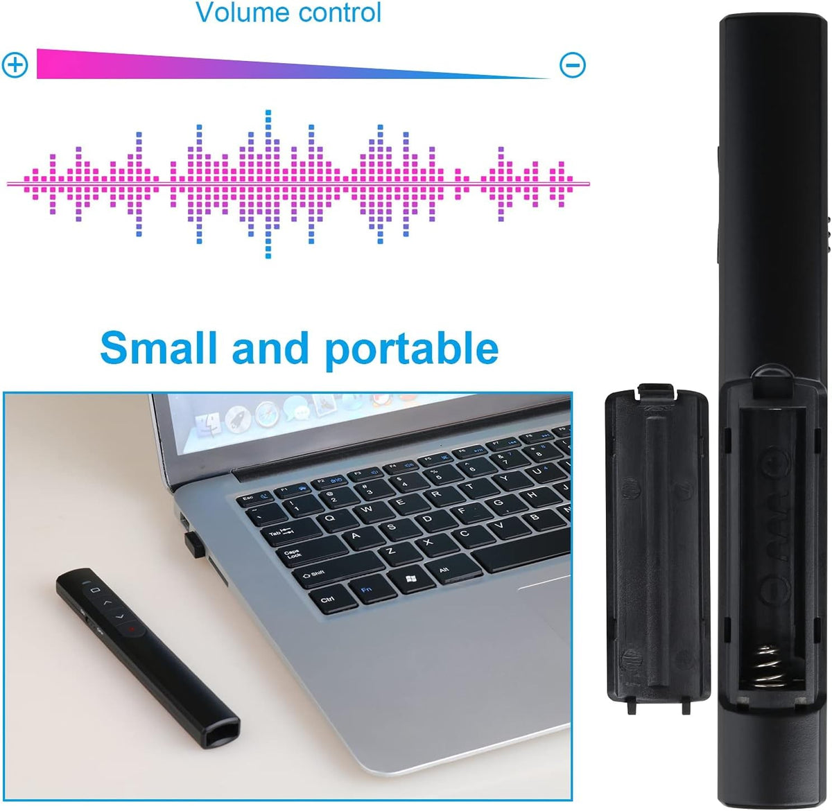 (2 Units) Wireless Presenter Remote, Presentation Clicker with Hyperlink & Volume Remote Control PowerPoint Office Presentation Clicker for Keynote/PPT/Mac/PC/Laptop