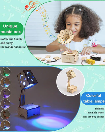 Poraxy STEM Kit for Kids Age 8-10, 6 in 1 Science Kit with Wooden 3D Puzzles and Toys