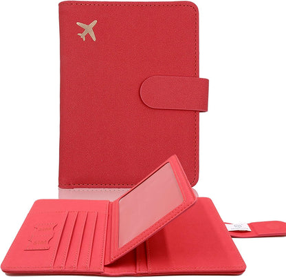 Melsbrinna Rfid Passport Holder for Travel women/Men, Cute Passport Wallet Rfid Blocking Card Slots, Rfid Passport Cover/CaseTravel Wallet, Passport Book Holder (1, Red4)