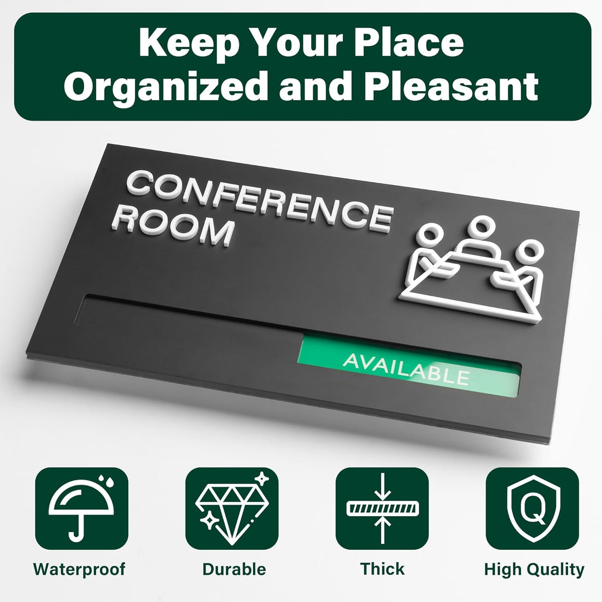 ""9x5 Privacy Slider Sign - In Use/Available for Mother's Rooms, Conferences, Wellness Areas | Office & Hospital Door Indicator"", Black