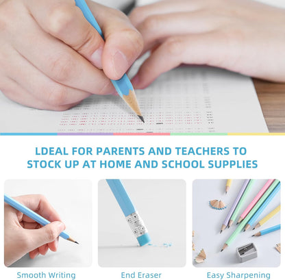 ZWlOT Wood-Cased Pencils,Pre-Sharpened,Pastel Colors,350 Count #2 HB Pencils with Eraser Bulk,Assorted Colors,School Classroom Teacher Supplies Gifts