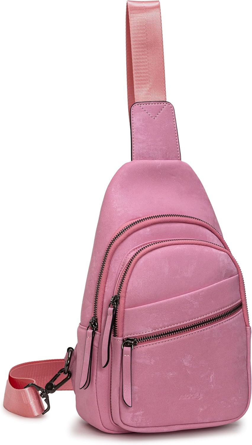 Alldaily Large Sling Bag for Women Crossbody Purse Leather Fashionable Trendy Chest Bag for Travel, Fanny Pack (Sleek Pink)