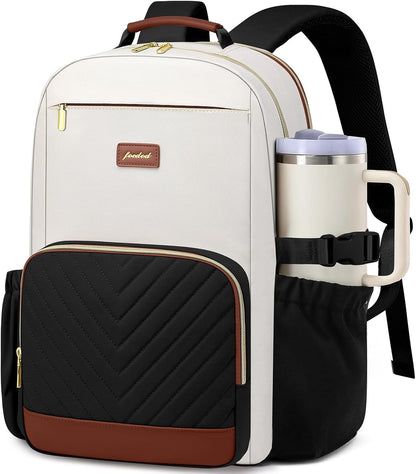 Laptop Backpack for Women Bookbag: 15.6 inch Work School Backpacks with Pouch Pocket for Large Capacity Cup & USB Charger College Book Bag Travel Business Nurse Teacher Bookbags Anti-theft Back Pack