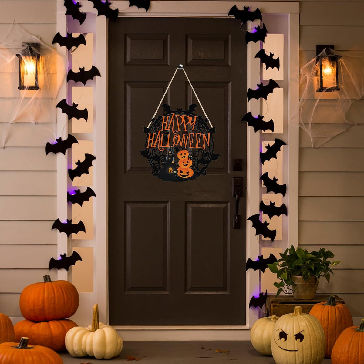 Halloween Indoor Decor Decorations Warm Halloween Decorations for Bedrooms, Halloween Pumpkin Door Sign Decorations, Halloween Pumpkin Decorations Can Hanging Various Indoor and Outdoor Occasions