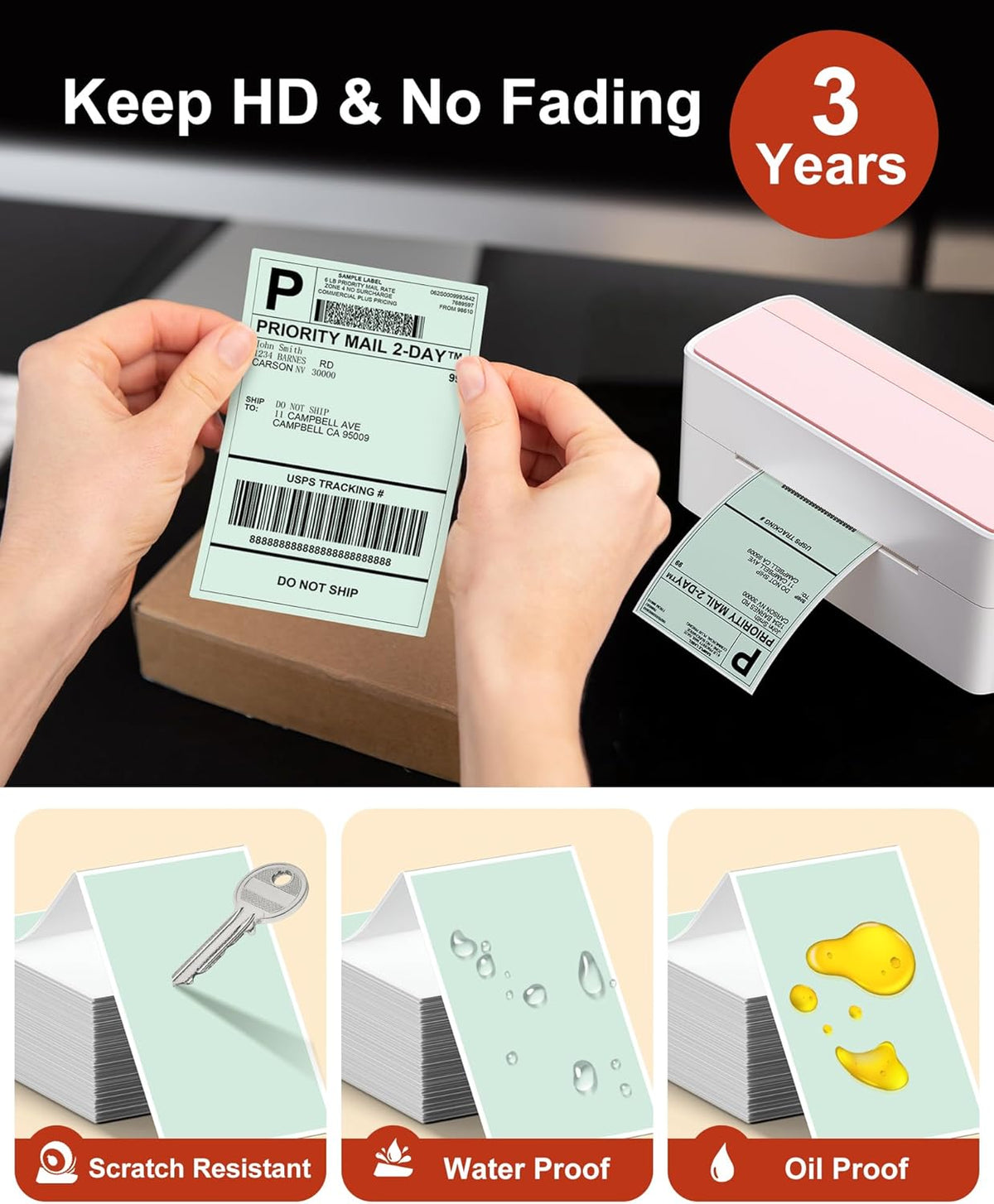 Phomemo 4x6 Thermal Labels for Shipping Label Printer - 500PCS Green Mailing Labels - 4x6 Direct Thermal Label Fanfold Compatible with Rollo,MUNBYN,Nelko,JADENS,POLONO - Water/Oilproof - NO BPA/BPS