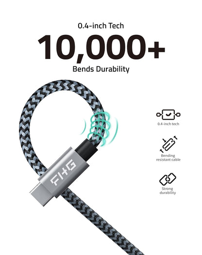FHG 3.3FT USB 3.0 to USB C Cable 2Pack, High-Speed Transfer of 1GB in 2sec, 3A Fast Charging from 20% to 80% in 35mins, Sturdy Nylon Braided USB Data Cable, Compatible for iPhone 15/Galaxy/Mac/Win