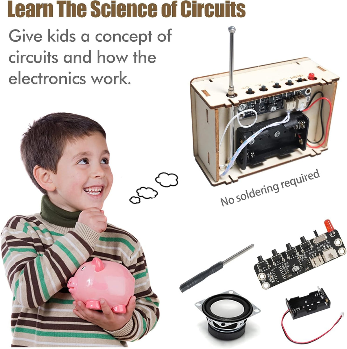 STEM DIY Electronics Kit for Kids 6-14, Building Your Own Radio with 3D Puzzle and Circuit Engineering, Gift for Boys and Girls