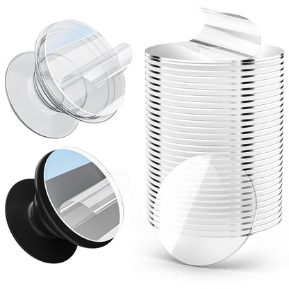 30 Pack Super Sticky Adhesive, Clear Invisible Adhesive Replacement for Pop Socket Base, 1.4 Inch Non-Damaging Double Sided Tapes for Phone Collapsible Grip & Stand Back