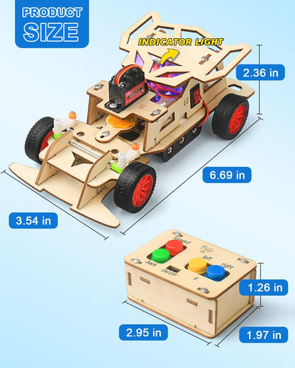 Poraxy STEM Kit for Kids, Remote Control Car with 160ft Range and Auto-Centering Steering