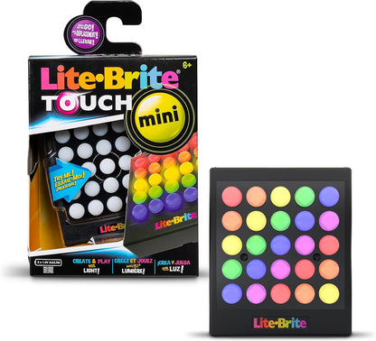 Lite-Brite Touch - 12 Art Guides, 100 Light-Up Buttons, 7 Colors, Portable Stem Learning Toy for Ages 6+