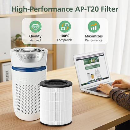 AP-T20 Replacement Filter Compatible with HoMedics AP-T20 Air Purifier, 3-in-1 Total Clean Tower Efficient Type Filters Replacement for AP-T20WT AP-T20BK, Part#AP-T20FL, 2 Pack