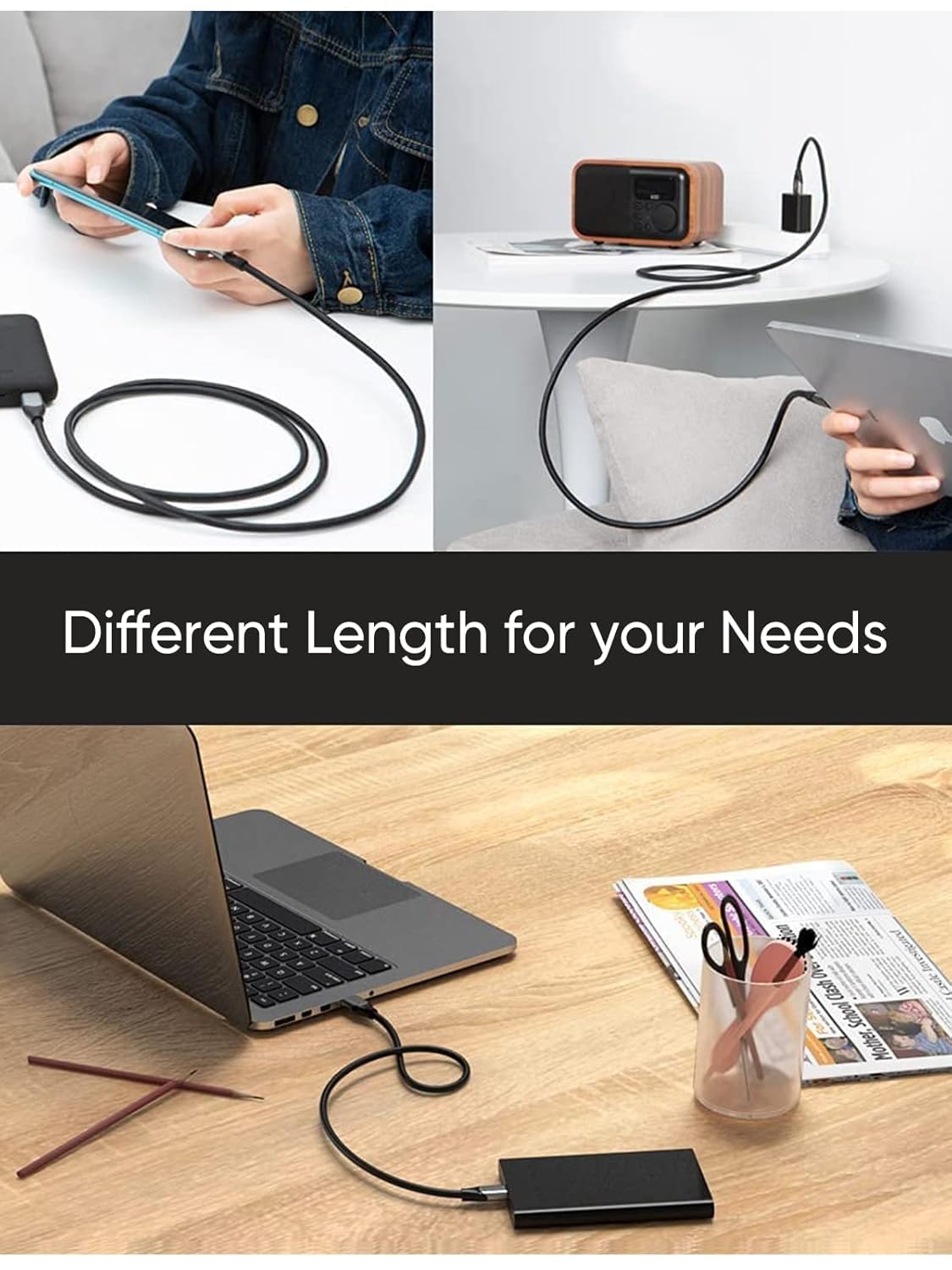 CableCreation USB C to USB A Cable 1FT 2Pack, USB-C to USB 3.1 USB 3.2 Gen2 10Gbps USB-A to C Data Cable, Android Auto Cable 3A for Type C External SSD MacBook Pro iPad S21, iPhone 15/16 Pro Max
