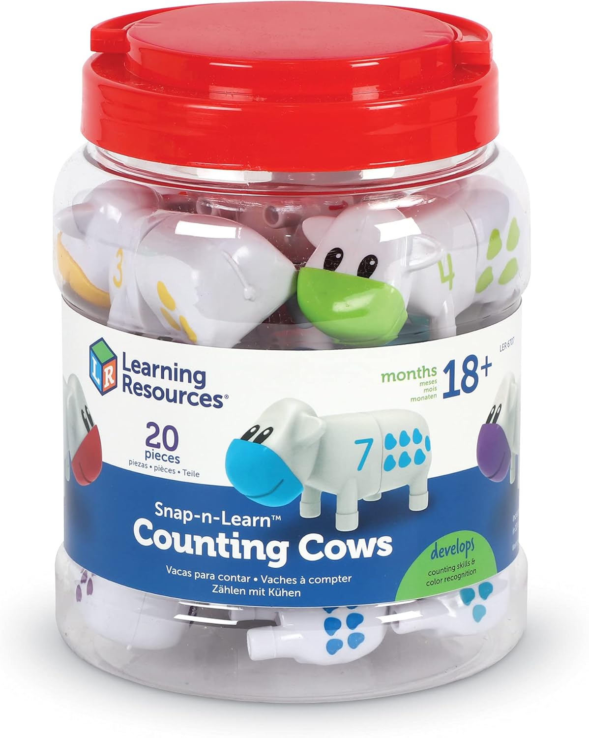 Learning Resources Snap-n-Learn Counting Cows Farm Toy Set for Toddlers, Preschoolers and Pre K Activities